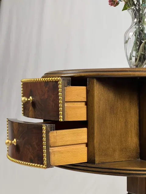 Both drawers out, and the timber inside is much paler.